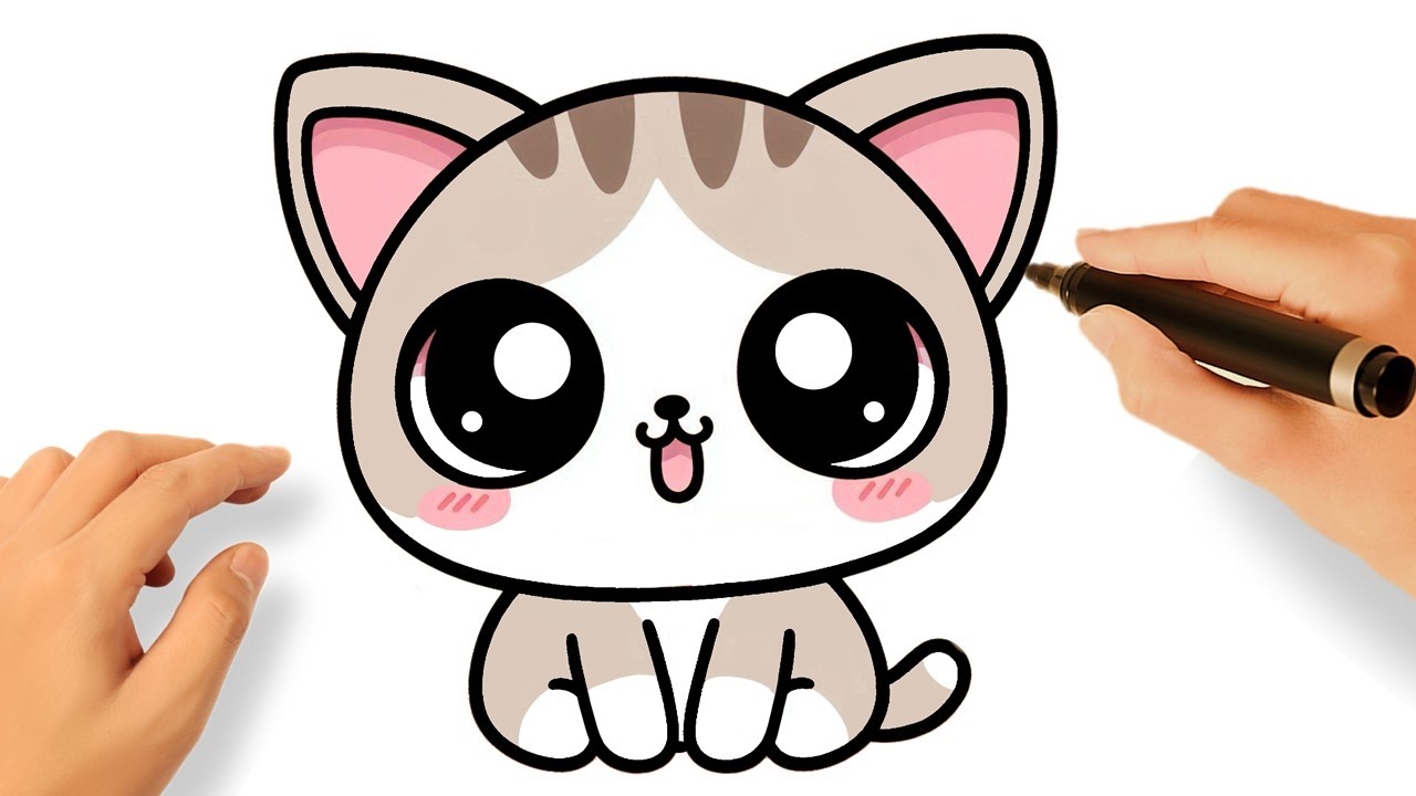 COMO DESENHAR UM GATINHO FOFO KAWAII FÁCIL 😻💟