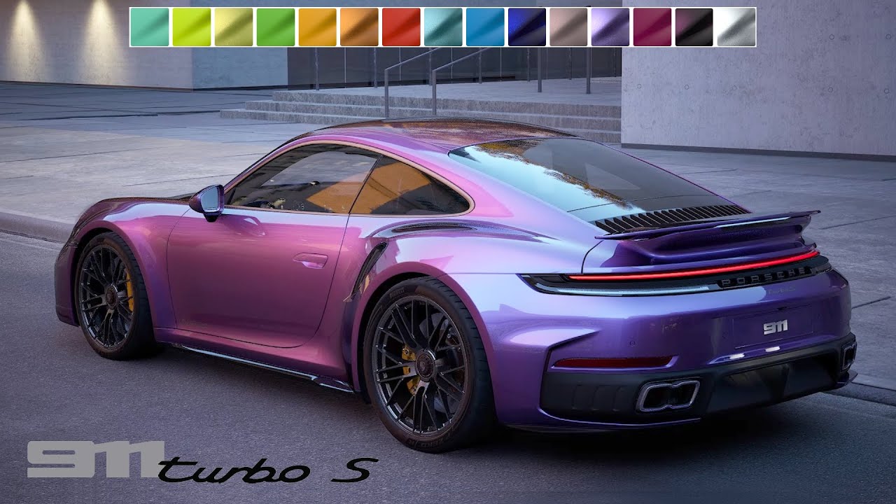 Porsche 911 Turbo S 2026 года: эксклюзивные яркие цвета, 360°, демонстрация днем ​​и ночью 🔥