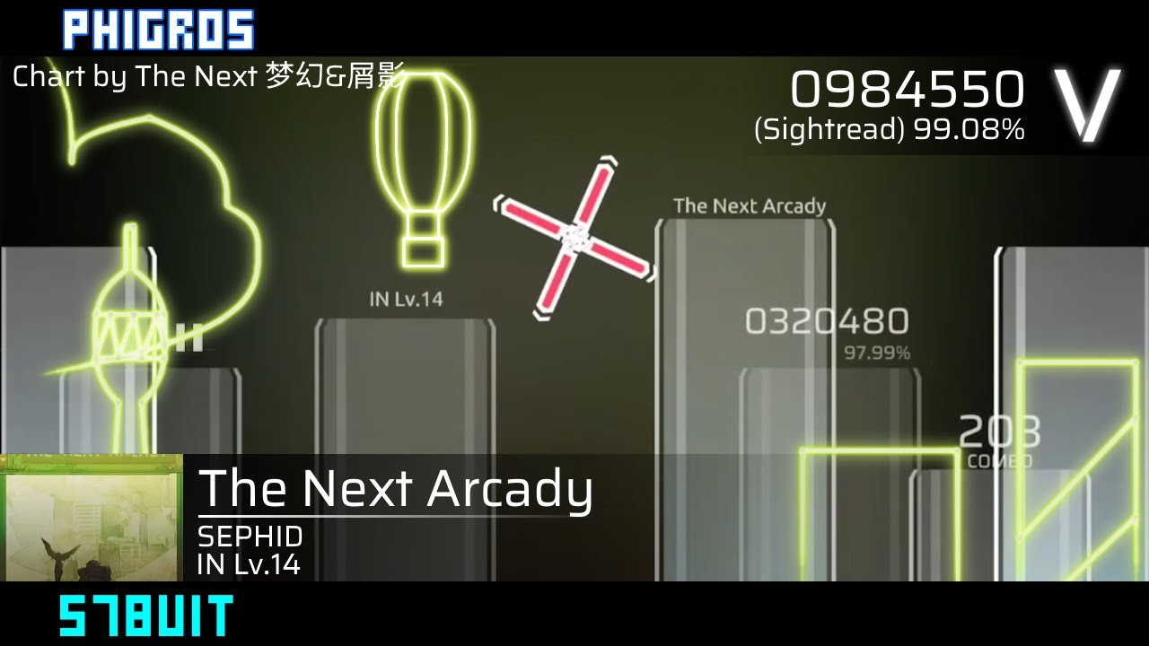 [Phigros FM/Phira] The Next Arcady | V Rank (Sightread/99.08%) | IN Lv.14