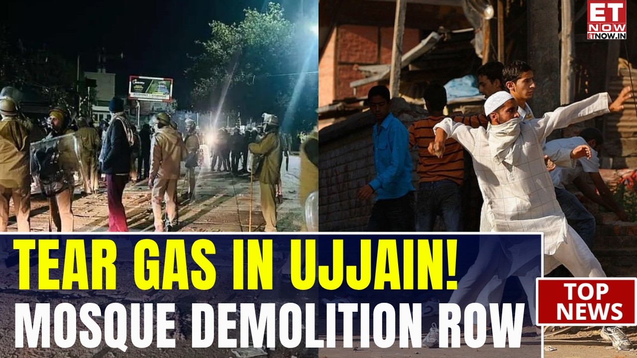 Ujjain On Edge! Cops & Locals Clash Over Mosque Demolition, Stone-Pelting Triggers Tear Gas | ET Now