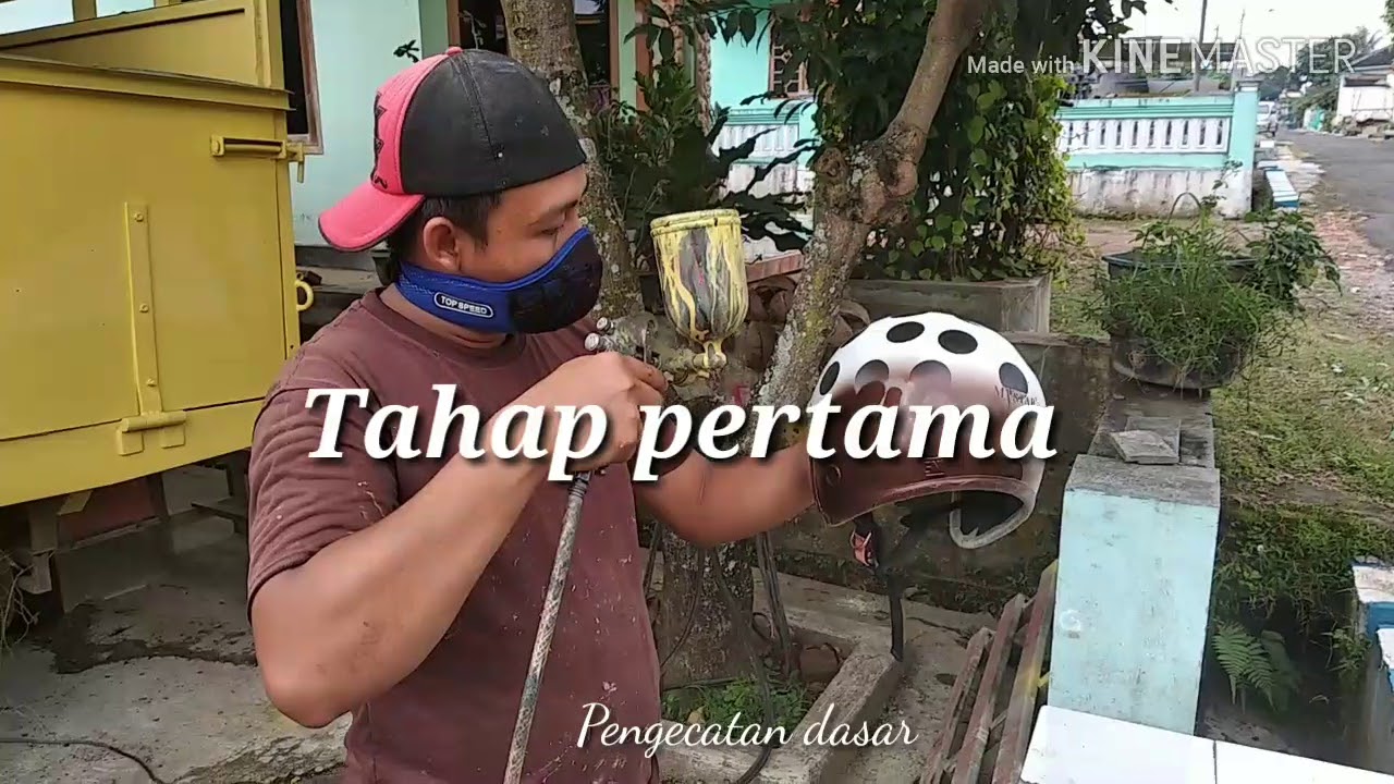 Tutorial pengecatan helm (polkadot ke coklat) #2019gantiwarnahelm