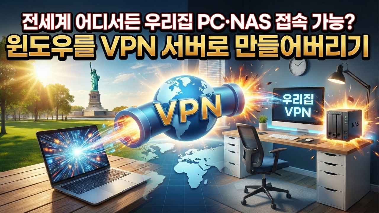 윈도우 PC를 VPN 서버로 만드는 방법, 전세계 어디서든 우리집 PC NAS 접속 가능!!