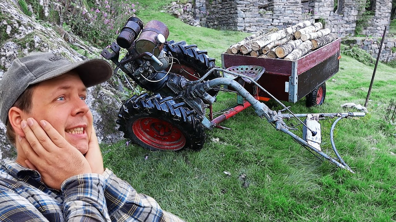 CRASHING the tractor while hurrying to finished the firewood before the rain!