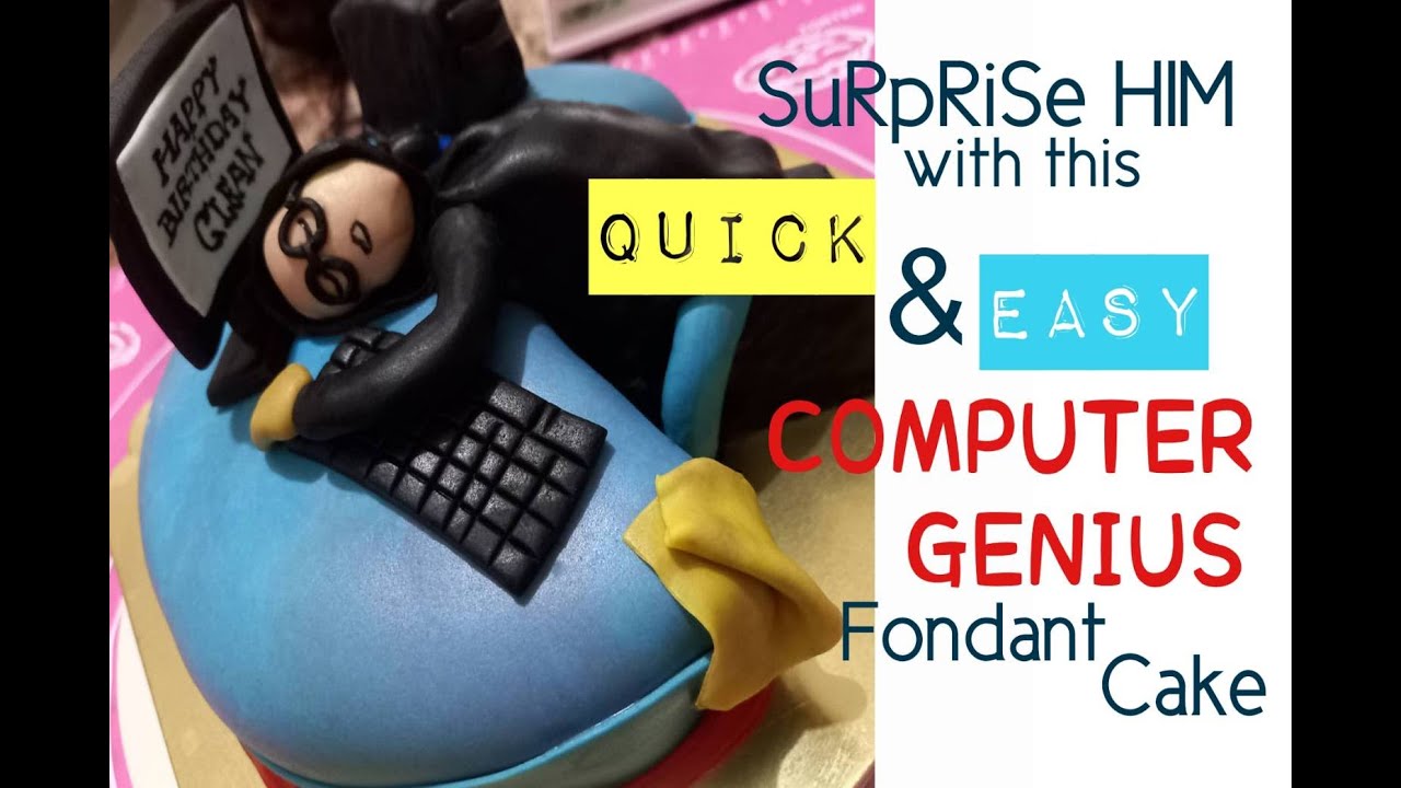 QUICK & EASY!!! My Computer Genius Fondant Cake DIY Home Cake Decorating Idea