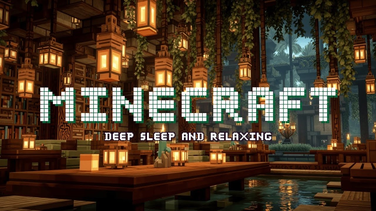 Minecraft Ambience ✨ Уютные звуки дождя в библиотеке и расслабляющая музыка C418 для сна и учебы