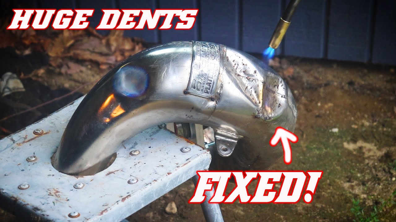 2 STROKE DENT REMOVAL. How to easily remove dents from a 2 stroke expansion chamber.