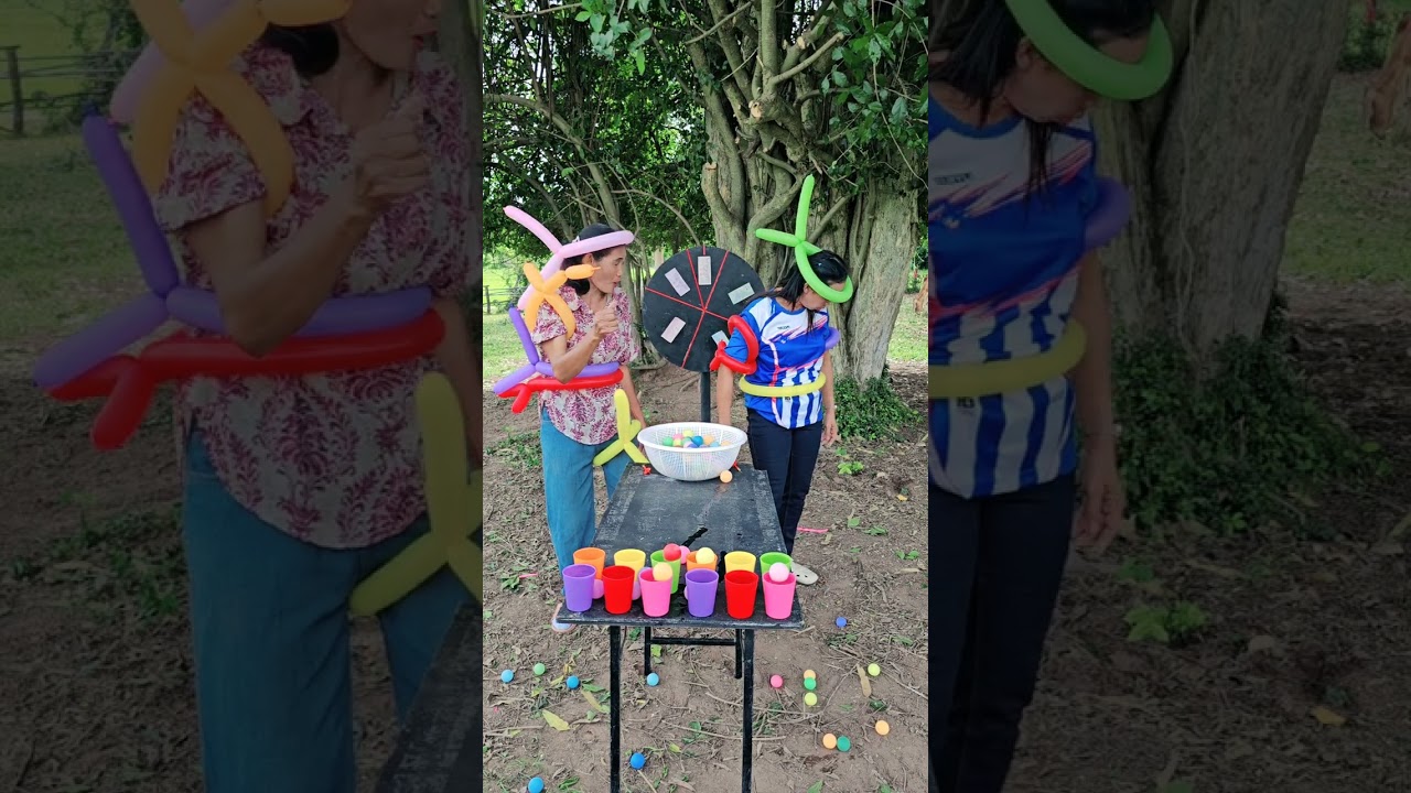 เกม โยนปิงปองเข้าแก้วสีได้จิ้ม  #ยายแปยายเลี่ยน 