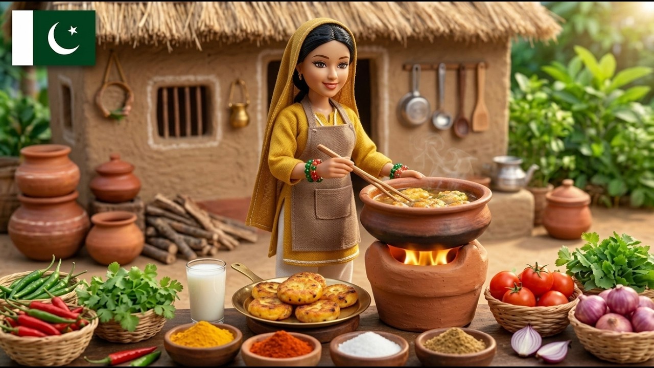 Miniature Doll Fries Golden Aloo Tikki  | Tiny Village Kitchen ASMR