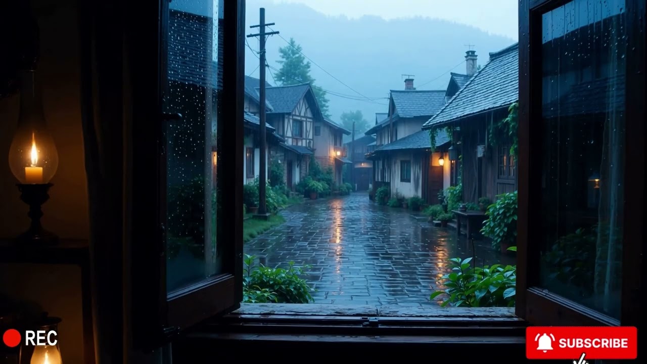 Rainy Village Lofi 🌧️ | 4 Hours of Calm Beats for Study, Sleep & Relax