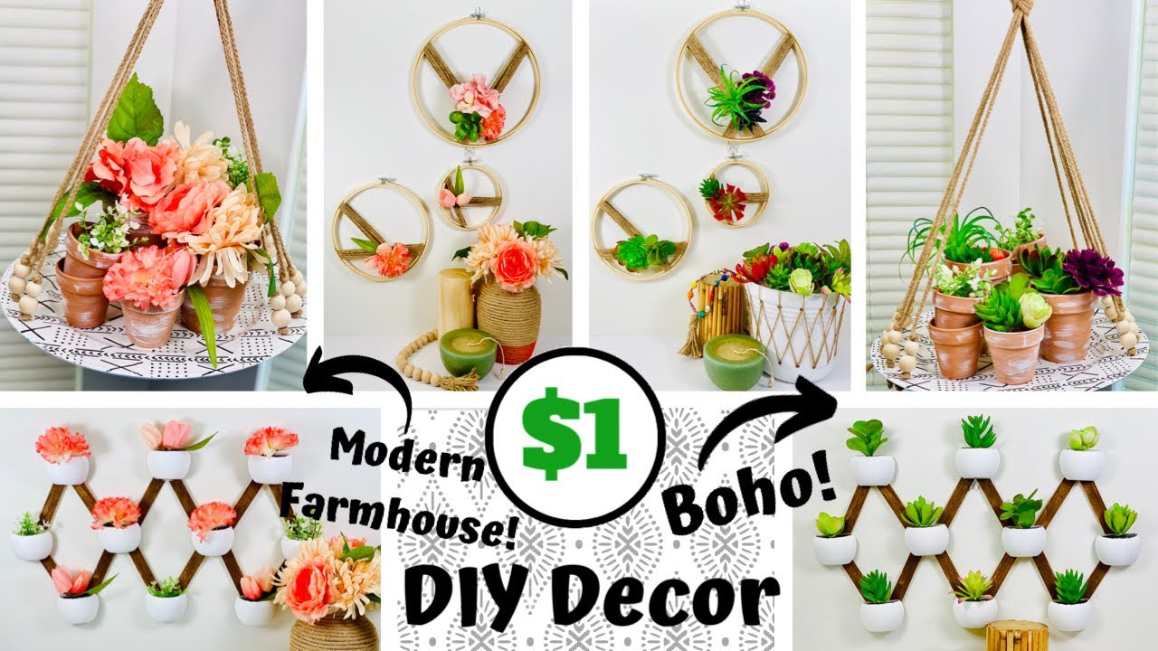 Dollar Tree DIY Modern Farmhouse and Boho Decor | Easy and Affordable DIY Room Decor !