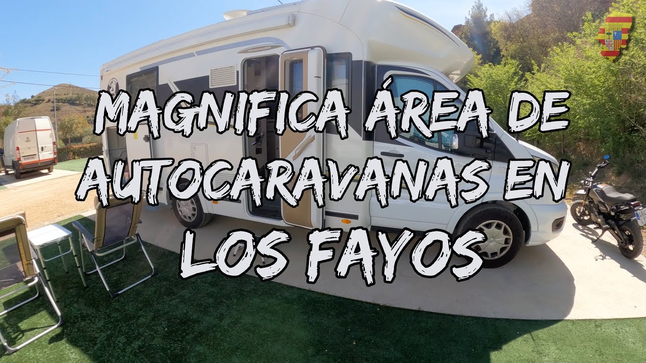 Magnífica área de autocaravanas en el bonito pueblo de Los Fayos, en Zaragoza.