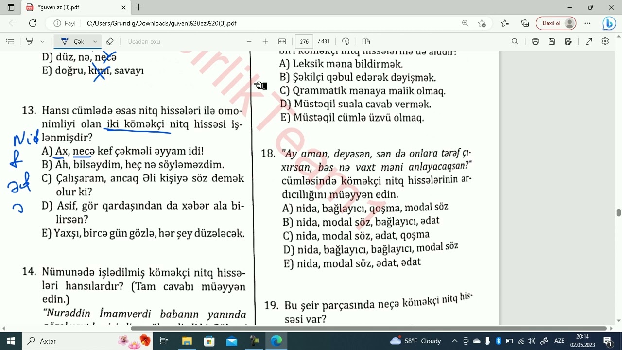 Köməkçı nitq hissələri.Güvən test izahı Müəllim: Elnur Mehdili (051 785 15 25)