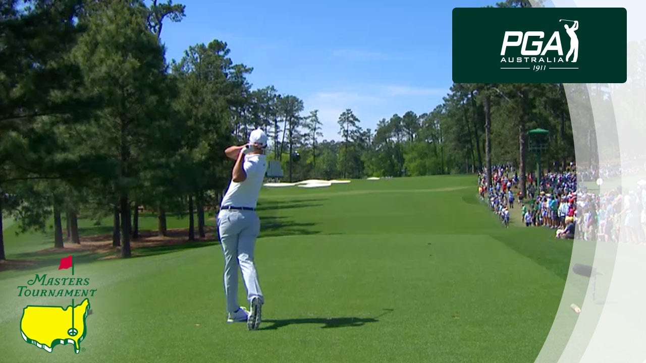 Adam Scott's monster drive over the green at the Masters Tournament
