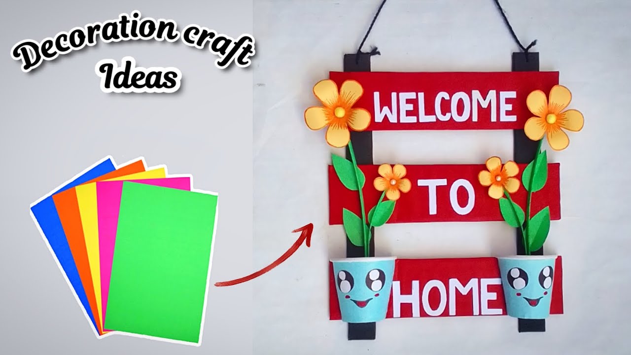 Welcome door hanger / Welcome wall hanging / Home sweet home / DIY cardboard craft / Welcome board /