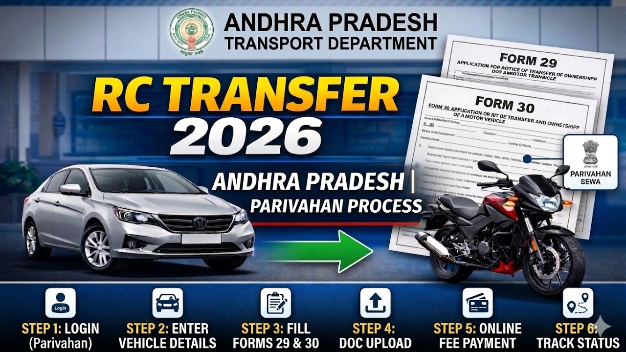 How to Transfer Vehicle Ownership Online in Andhra Pradesh 2026 | AP RC Transfer Form 29 & 30