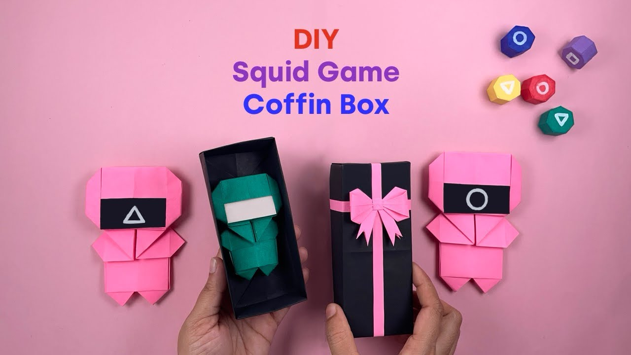 DIY pink soldiers coffin box squid game origami | DIY Origami coffin