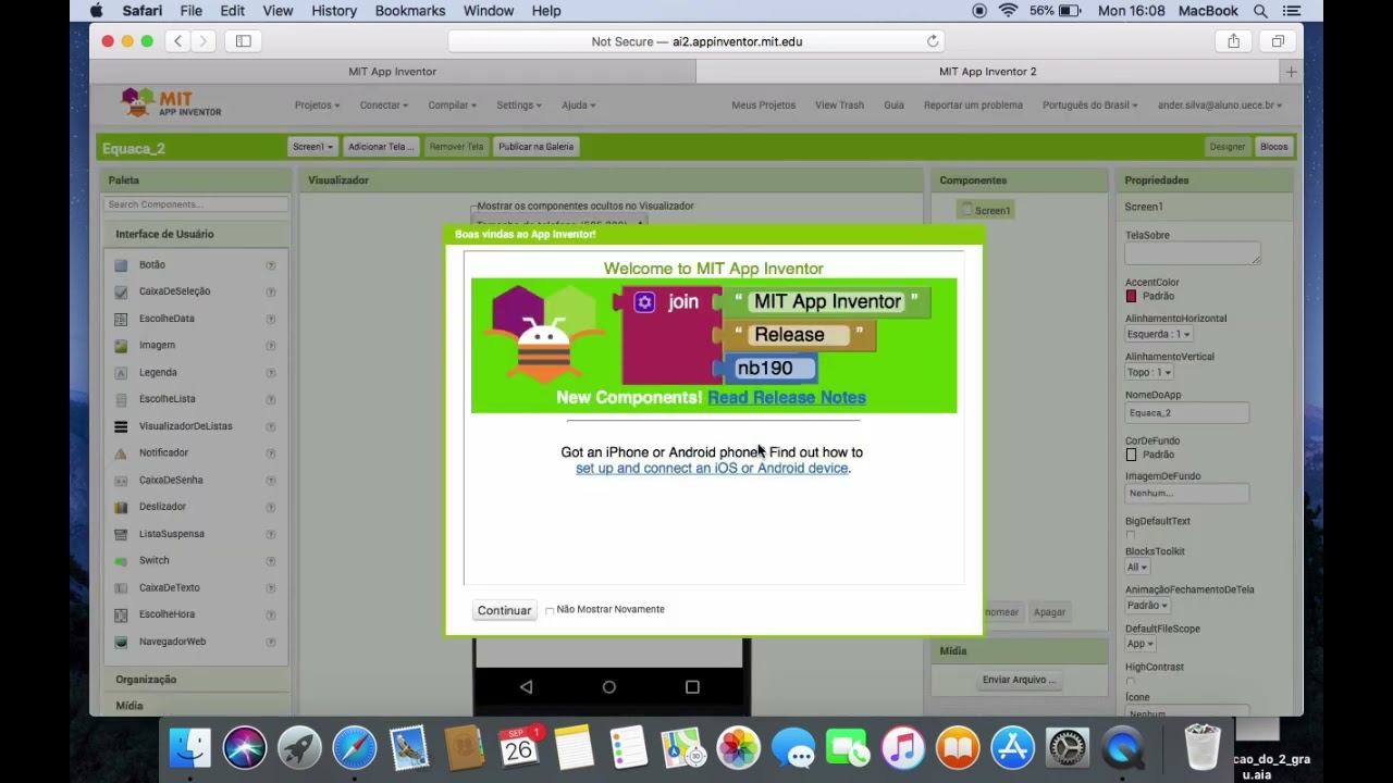 Aplicativo de equações do 2º grau usando MIT App Inventor (Parte 1).