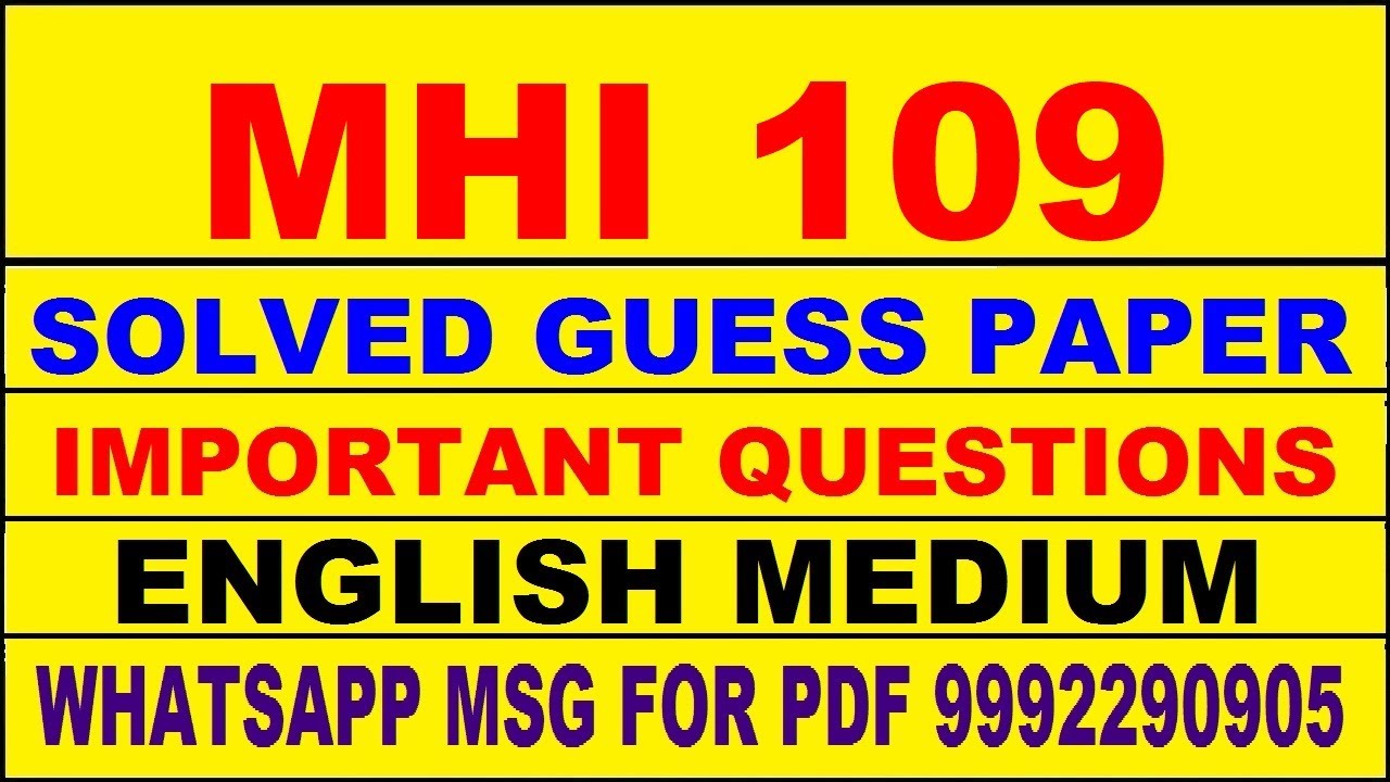 mhi 109 guess paper in english | mhi 109 important questions | mhi 109 study material