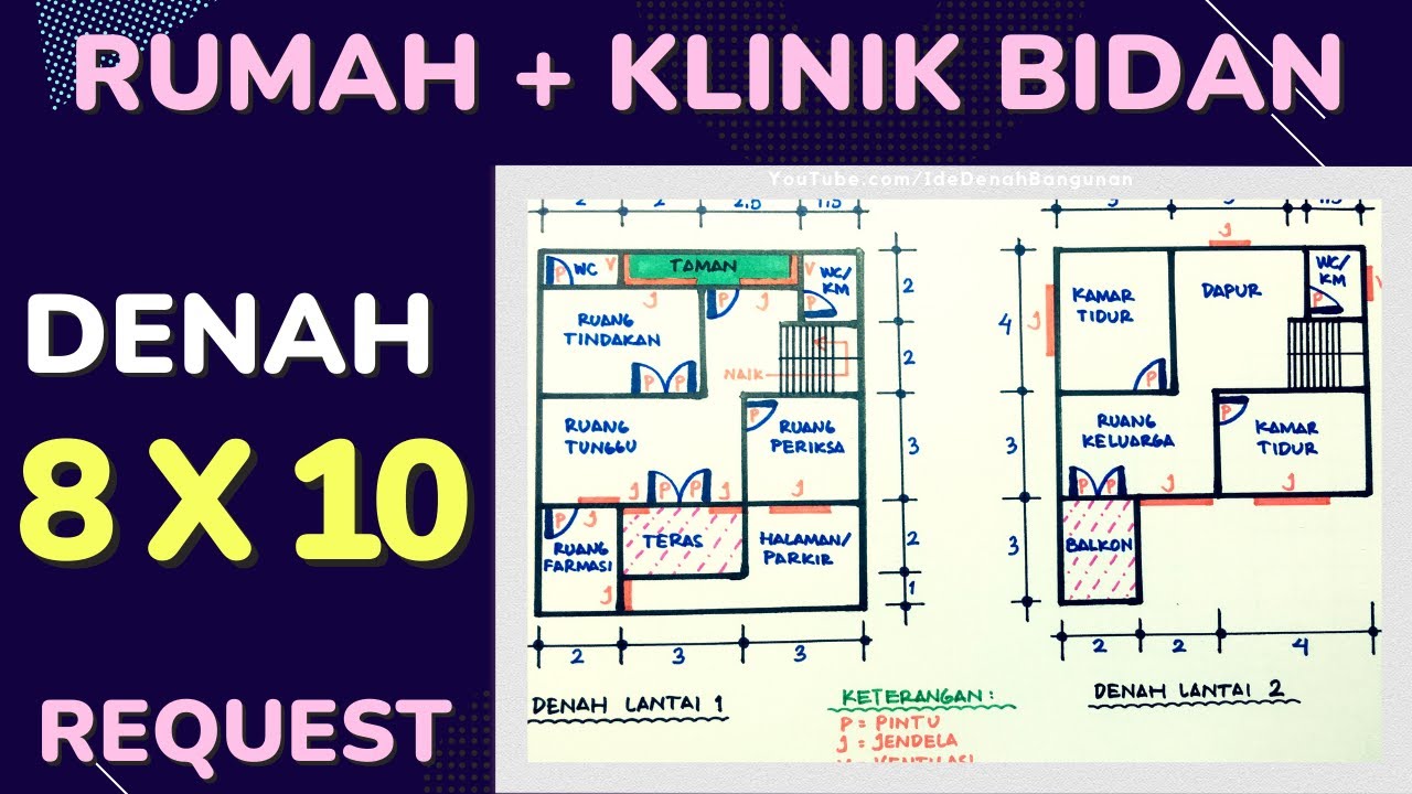 Denah Rumah 8x10 Ada Klinik Bidan - Request