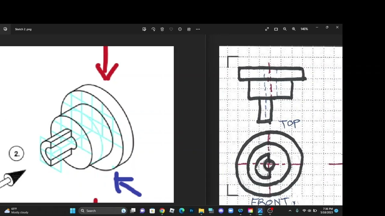 Visualizing Multiviews Tutorial - how to draw the Top view, Front view and Side view