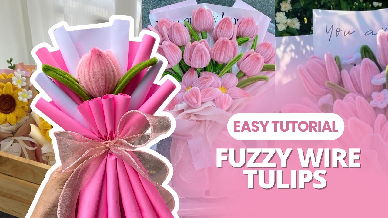 DIY Fuzzy Wire Tulips Bouquet (TAGALOG TUTORIAL)💐 Easy & Aesthetic Flower Craft