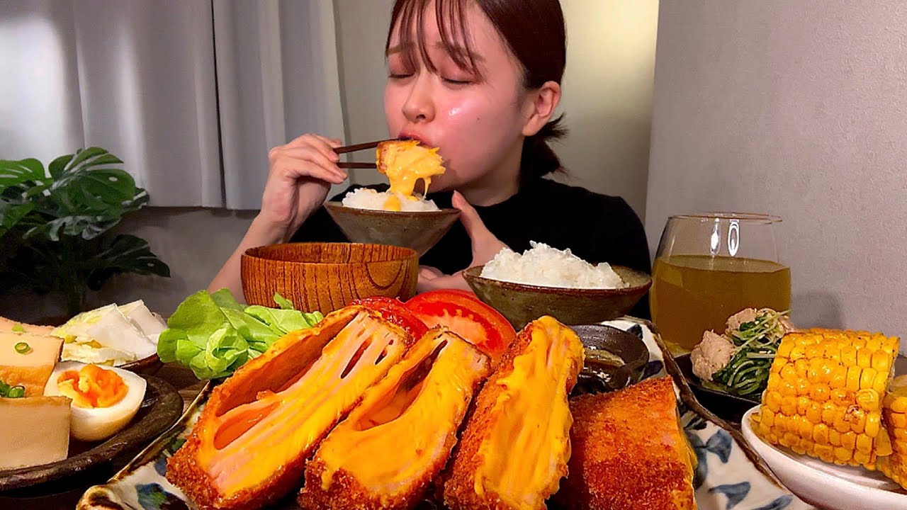 【ASMR】チーズハムカツ [咀嚼音/EatingSounds/Mukbang/먹방]