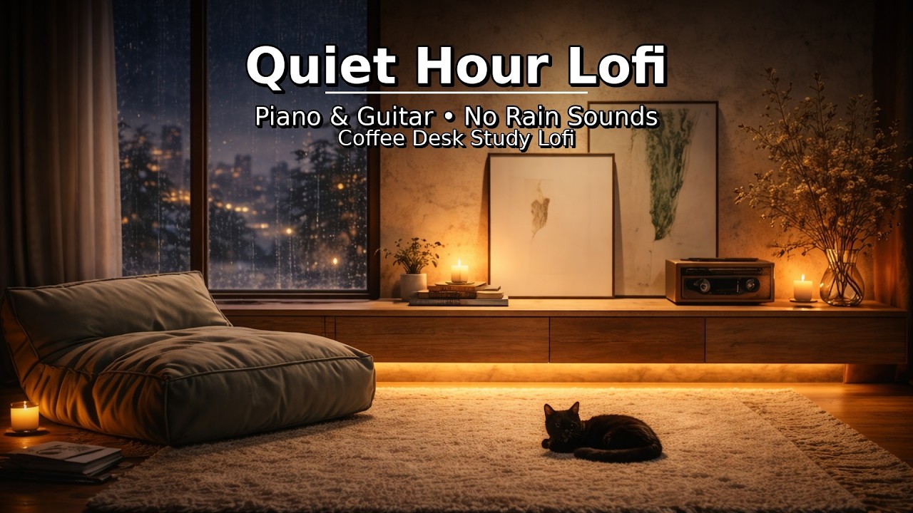 Rainy Night Desk Lofi ☕️ Piano & Guitar for Deep Focus (No Rain Sounds) | Coffee Desk Study Lofi