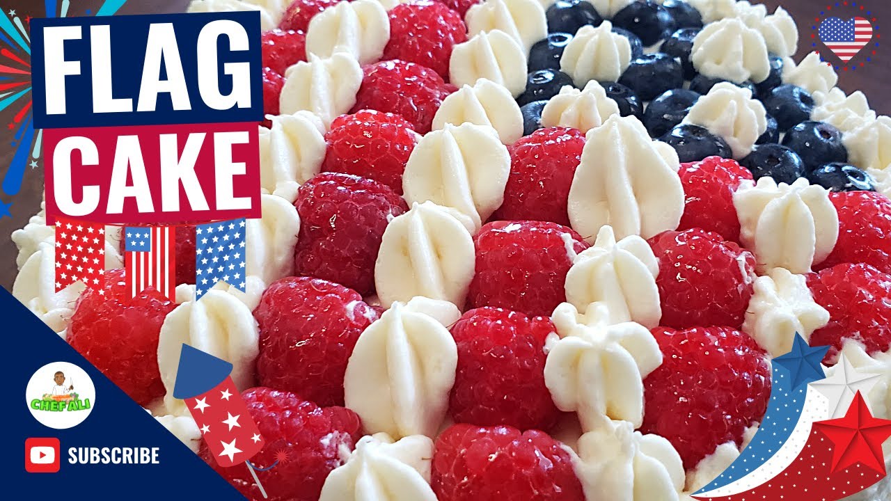 American Flag Cake | American Flag Cake Recipe | How to make a American Flag Cake | by @chefali1027