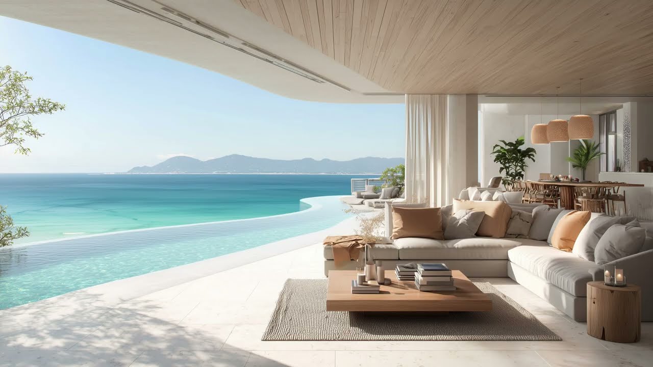 Stress Relief Lounge Jazz | Ocean Retreat Ambience + Soft Waves