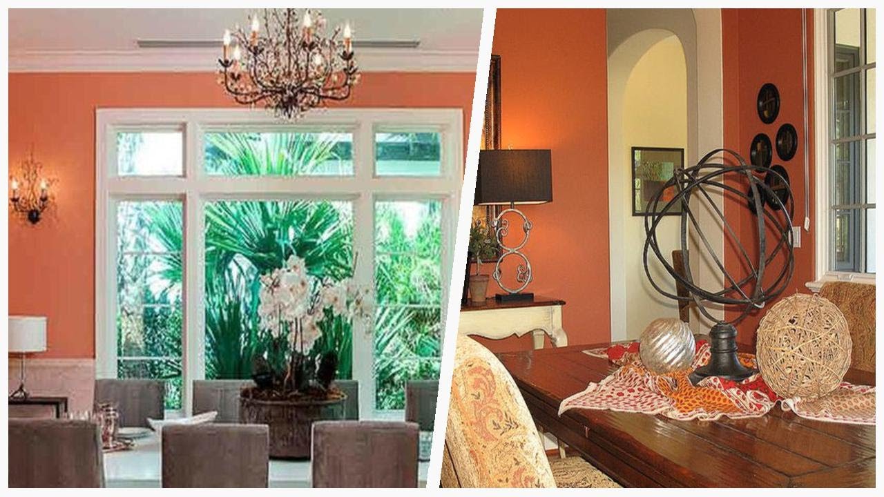75 Dining Room With Orange Walls And No Fireplace Design Ideas You'll Love ♡