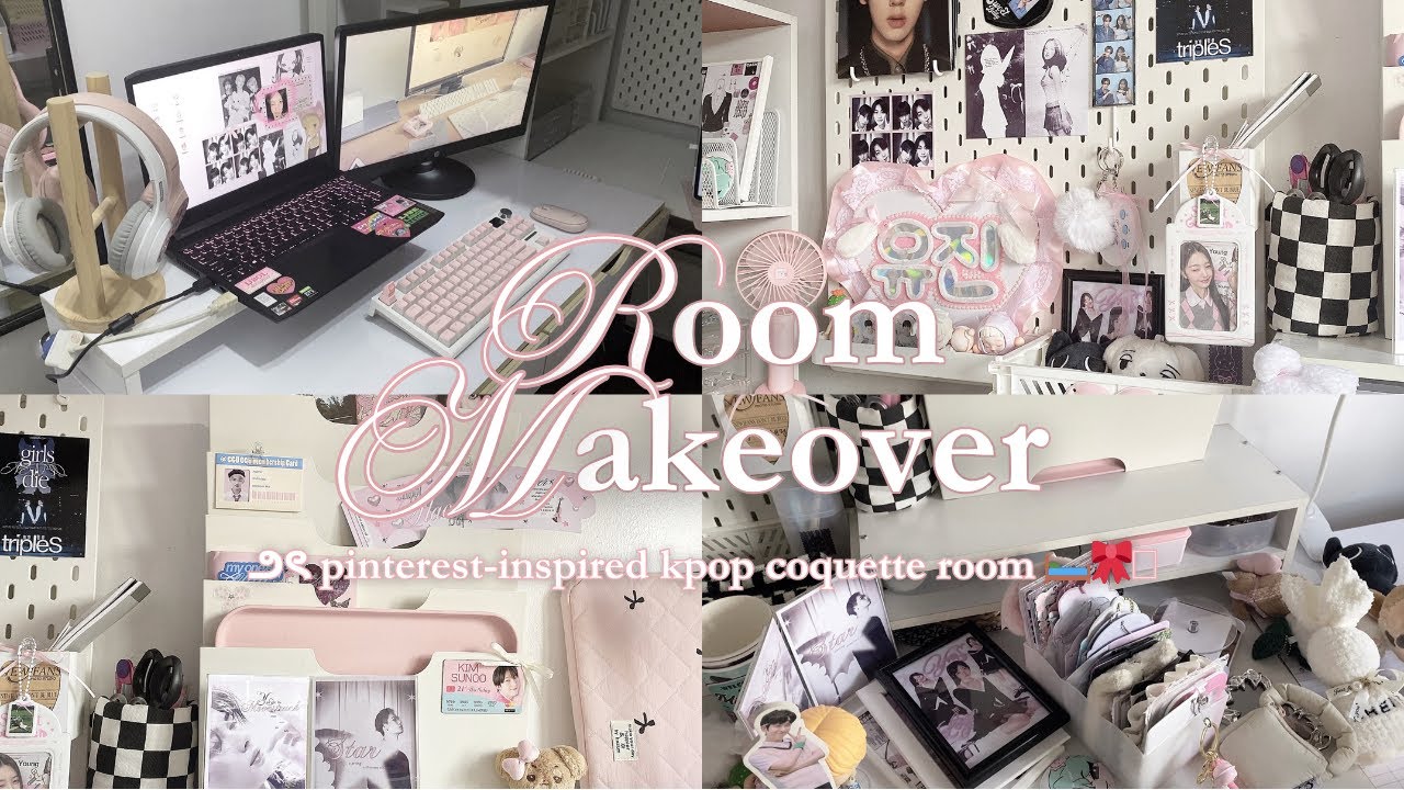 room makeover ౨ৎ pinterest-inspired kpop coquette room 🛏️🎀🪽