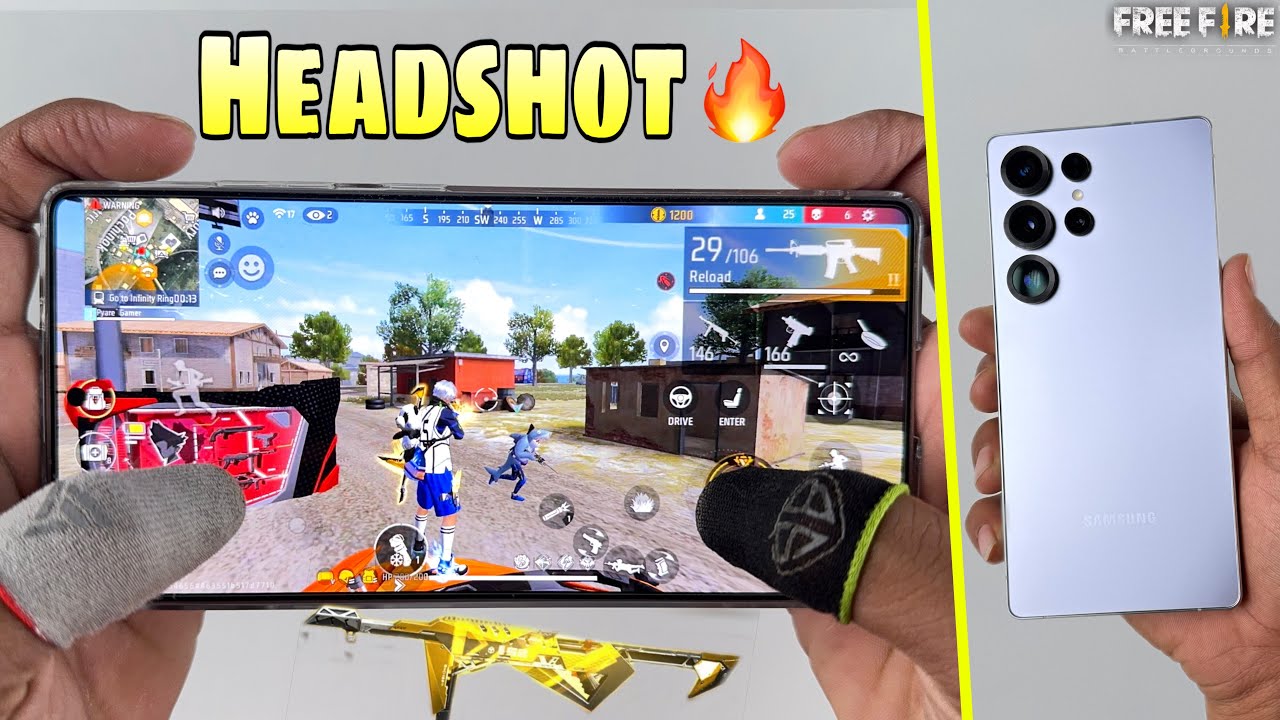Samsung galaxy s25 Ultra 1 vs 4 free fire gameplay with 2 finger handcam 