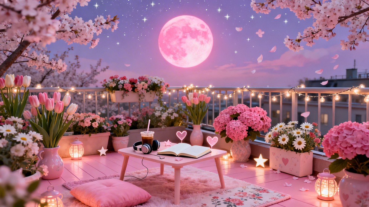 🌸✨Pink Spring Night LoFi 🌙 LoFi Ambience for Study Focus Relax