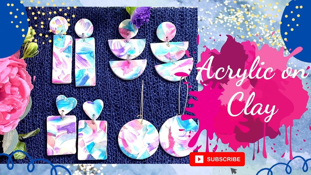 Acrylic on Polymer clay slab tutorial. Water colour technique with acrylic paint. Easy DIY tutorial