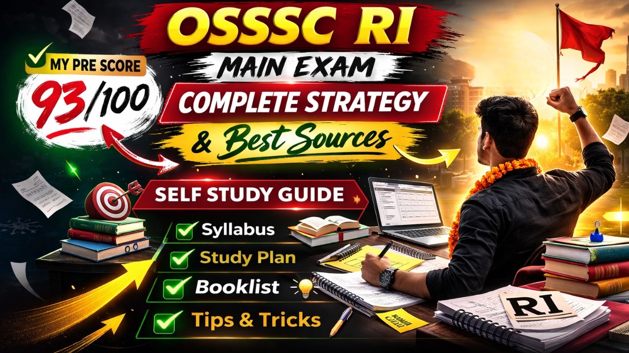 OSSSC RI,ARI,AMIN,ICDS  Main Exam Strategy 🔥 | Self Study Plan + Best Sources