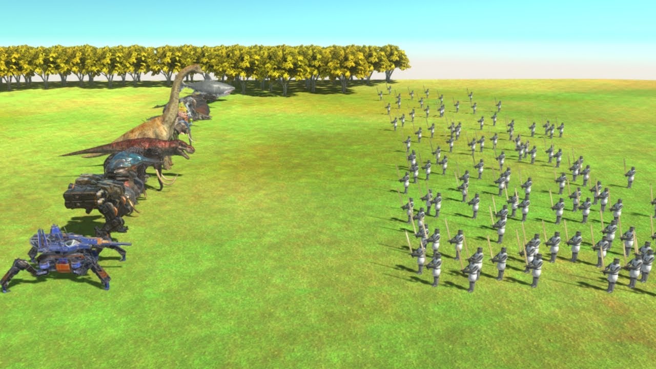 New Strongest Team vs 100 Ancient and Modern Humans ARBS Animal Revolt Battle Simulator