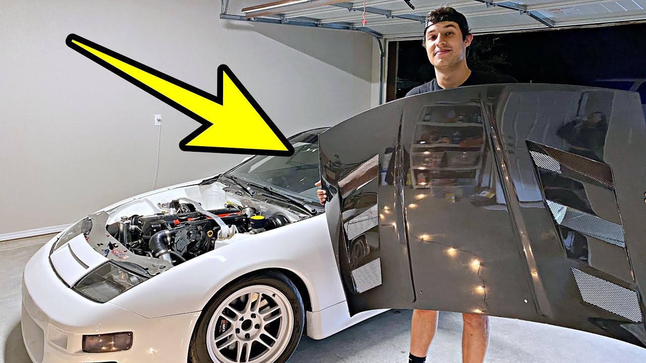 2JZ 300ZX Gets WET Carbon Fiber Hood w/ Special Touch ASMR Painting