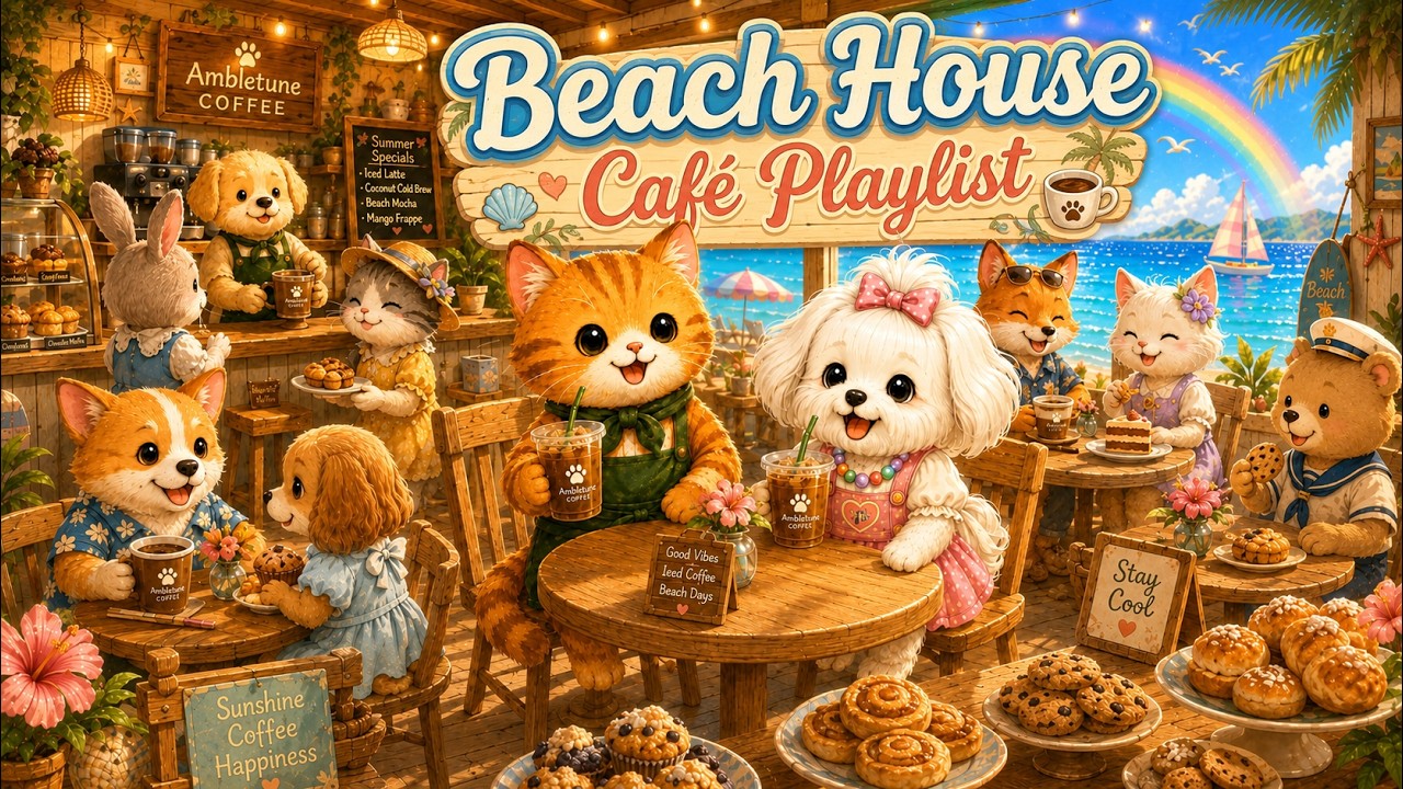 Beach House Caf&eacute; Playlist 🌈 시원한 여름 바닷가 카페 음악 | Original Music for Caf&eacute;s & Shops