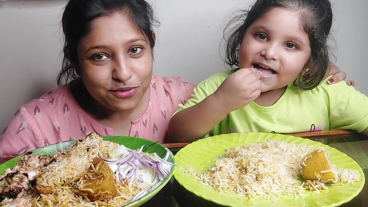 Eating Show - Chicken Biriyani Eating Show with my daughter | big bites| chicken rashmi kebab