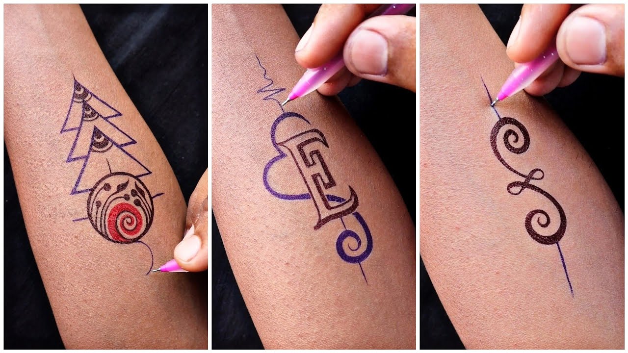 Very simple tattoo ideas of E letter || circle with triangle & simple tribal tattoo