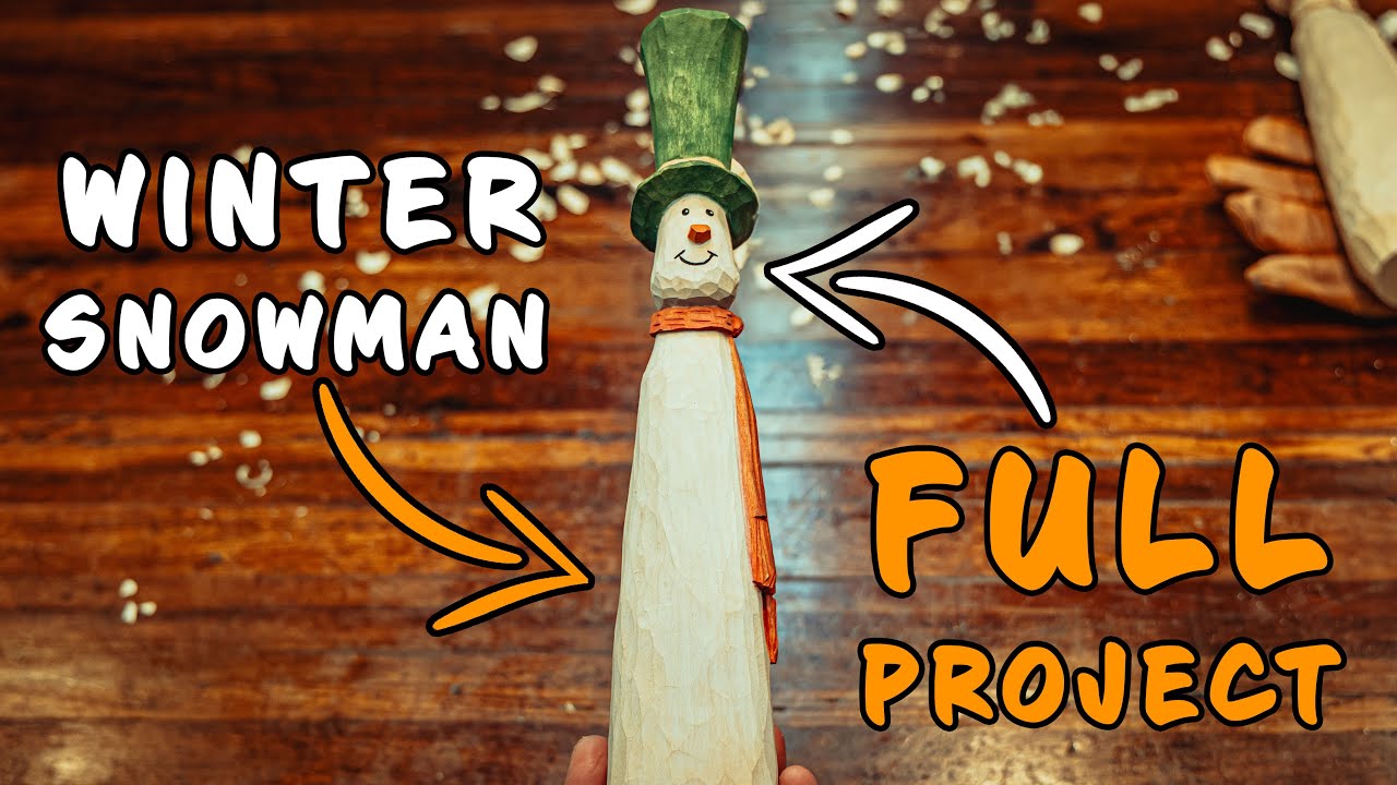 Simple Winter Snowman || Wood Carving Snowman FULL PROJECT