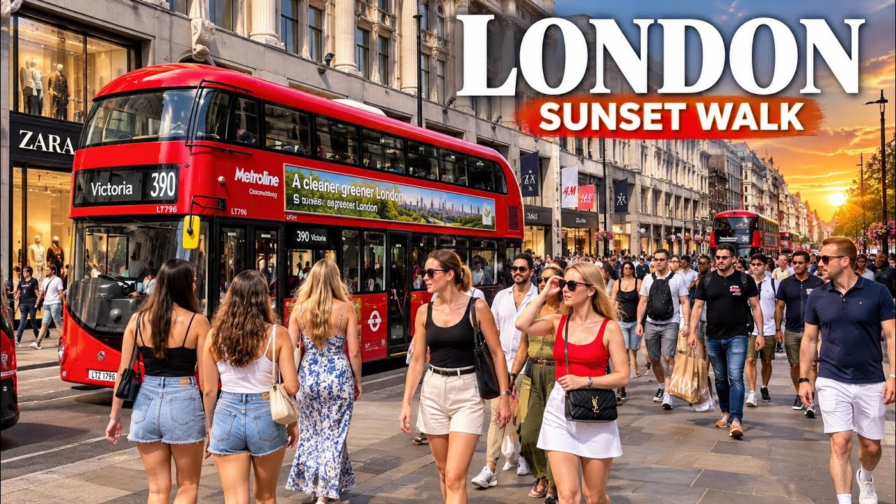 How London Looks at Sunset 🇬🇧 | Busy Tourist & Shopping Streets Walk 2026 [4K HDR]