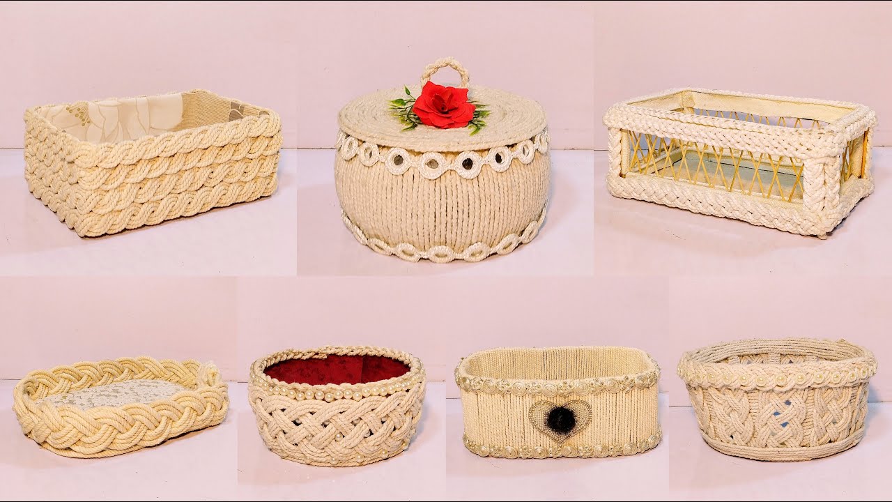 7 Different ideas of White Storage Basket |Diy Rope Basket |Diy Storage Organizer | Hamna Nadeem