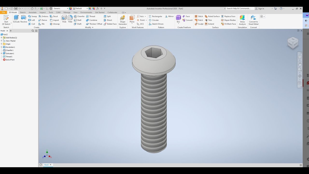 Autodesk Inventor: Проект мини-поезда — осевой штифт