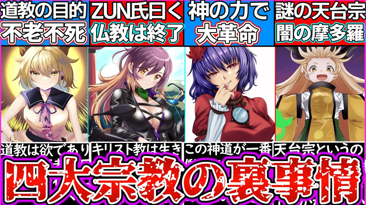 【ゆっくり解説】東方の四大宗教で衝撃の裏設定解説！幻想郷に何をもたらす…