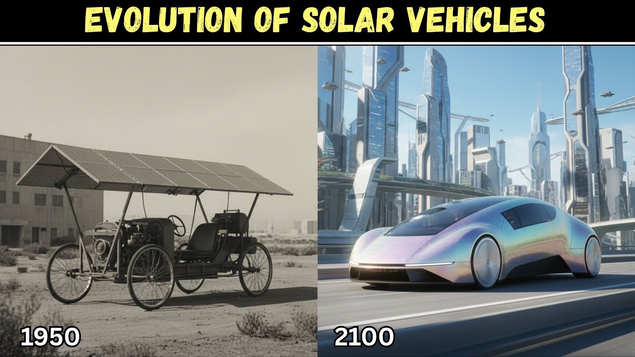 Эволюция солнечных автомобилей (1950–2100) | От экспериментов до самодостаточных автомобилей
