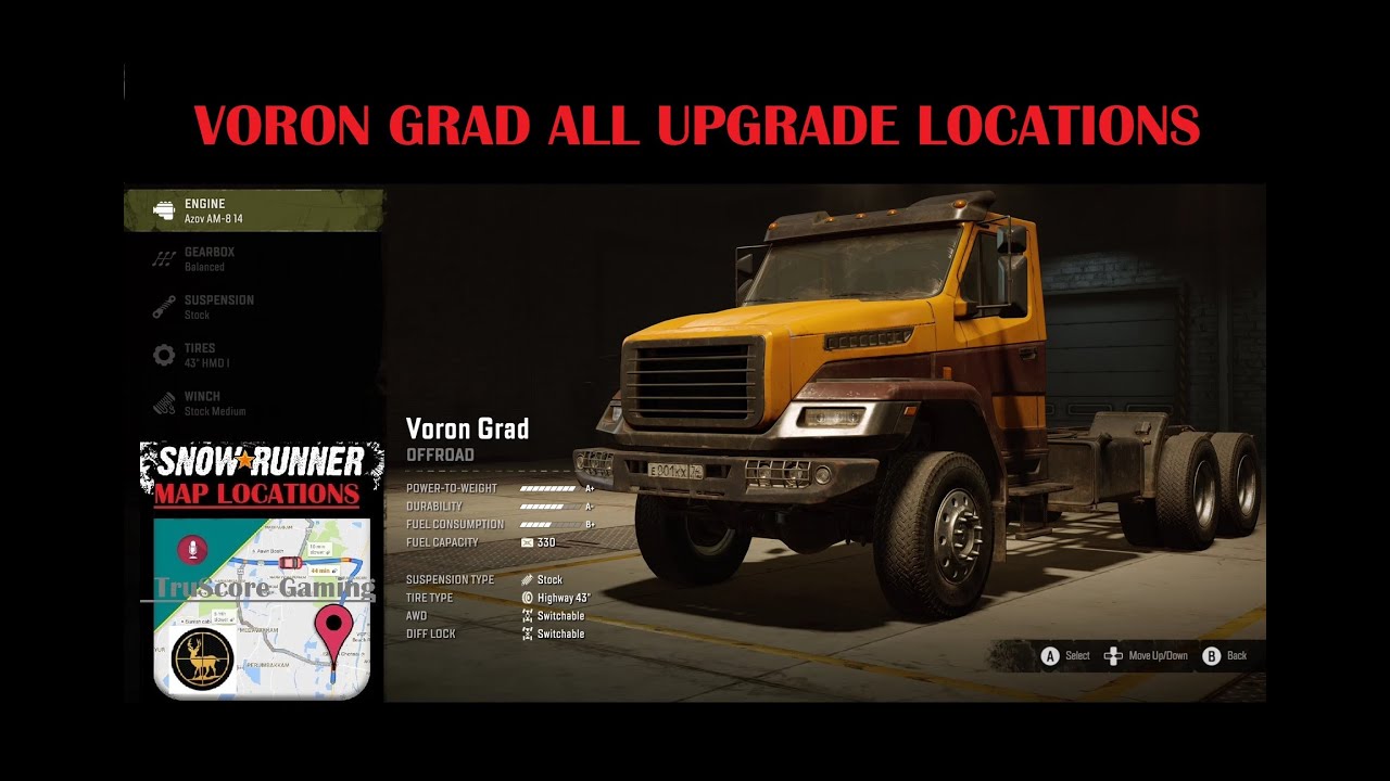 Voron GRAD SNOWRUNNER ALL Upgrade Locations