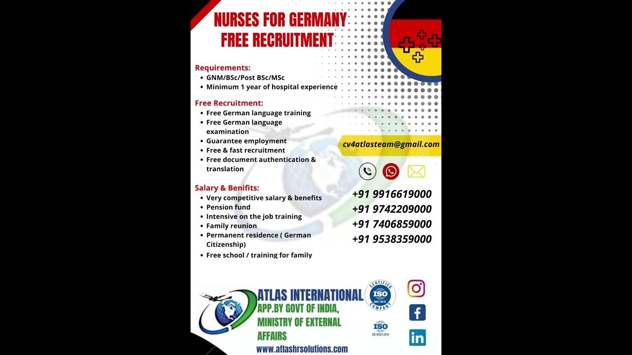 #Germany #Free_Recruitment for #Staff_Nurses #Atlas_International