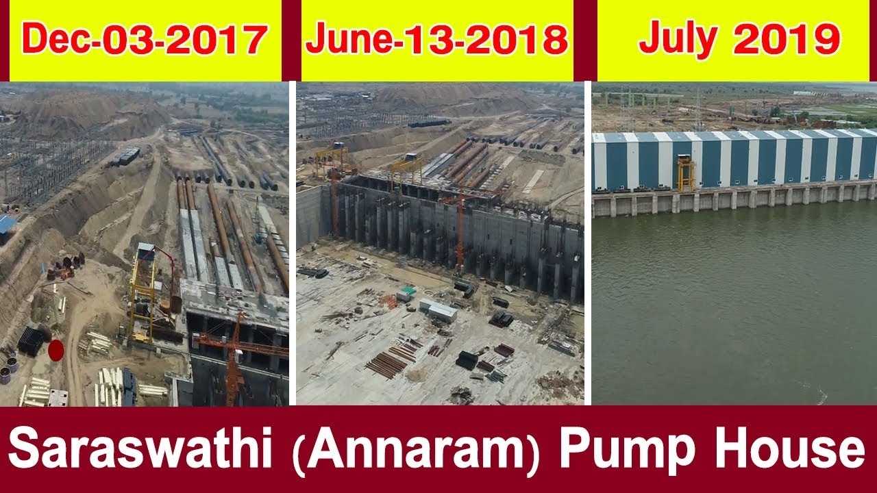 Saraswathi (Annaram) Pump House Satellite Imagery Comparison in the last 2 years || MEIL