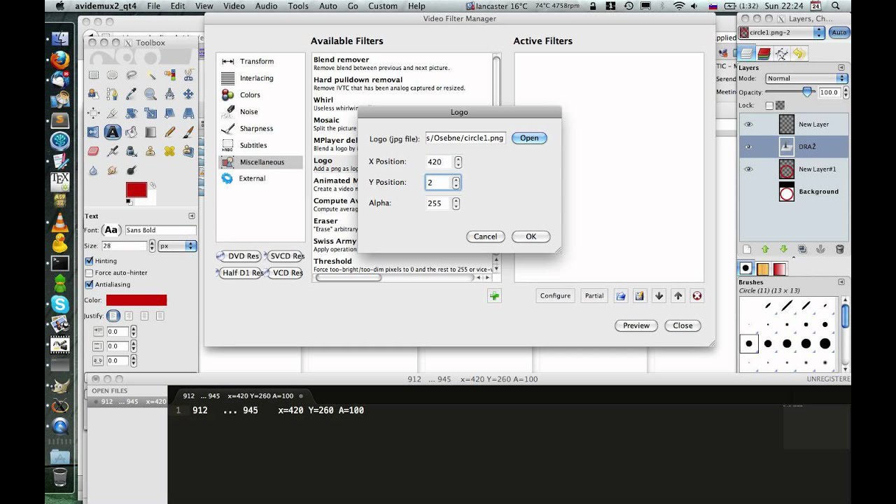 Add circle, logo, image or blur to video with Avidemux